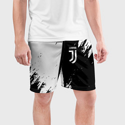 Шорты спортивные мужские Juventus краски чёрнобелые, цвет: 3D-принт — фото 2