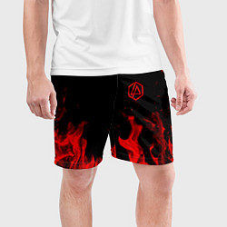 Шорты спортивные мужские Linkin Park красный огонь лого, цвет: 3D-принт — фото 2