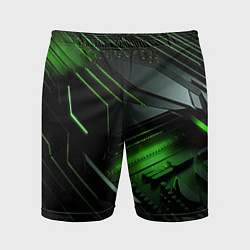 Шорты спортивные мужские Металл и зеленый яркий неоновый свет, цвет: 3D-принт