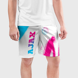 Шорты спортивные мужские Ajax neon gradient style вертикально, цвет: 3D-принт — фото 2