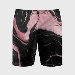 Шорты спортивные мужские Черно-розовый мрамор, цвет: 3D-принт
