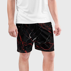 Шорты спортивные мужские Черно-красный мрамор, цвет: 3D-принт — фото 2