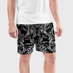 Шорты спортивные мужские Серые паттерны, цвет: 3D-принт — фото 2