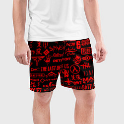 Шорты спортивные мужские Логотипы популярных игр pattern, цвет: 3D-принт — фото 2
