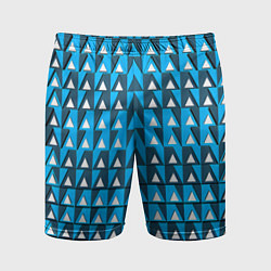 Шорты спортивные мужские Узор из треугольников синий, цвет: 3D-принт