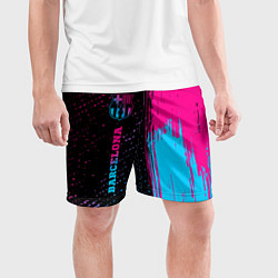 Шорты спортивные мужские Barcelona - neon gradient по-вертикали, цвет: 3D-принт — фото 2
