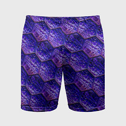 Шорты спортивные мужские Сине-фиолетовая стеклянная мозаика, цвет: 3D-принт