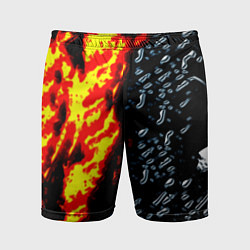 Шорты спортивные мужские Текстура огня и воды, цвет: 3D-принт