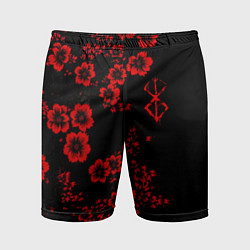 Мужские спортивные шорты Клеймо жертвы из аниме Берсерк - красные цветы