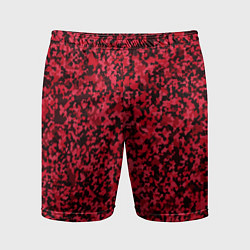 Шорты спортивные мужские Тёмно-красный паттерн пятнистый, цвет: 3D-принт