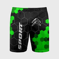 Шорты спортивные мужские Citroen green sport hexagon, цвет: 3D-принт