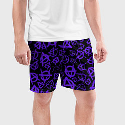 Шорты спортивные мужские Узор анархия фиолетовый, цвет: 3D-принт — фото 2