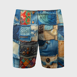 Шорты спортивные мужские Vanguard denim patchwork - ai art, цвет: 3D-принт