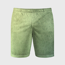 Шорты спортивные мужские Соцсети зеленый фон, цвет: 3D-принт