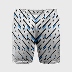 Шорты спортивные мужские Black and blue stripes on a white background, цвет: 3D-принт