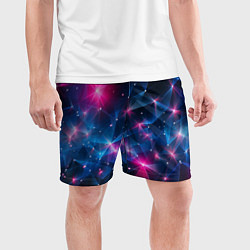 Шорты спортивные мужские Яркие неоновые вспышки в космосе, цвет: 3D-принт — фото 2