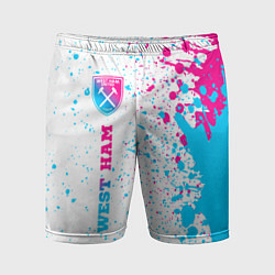 Мужские спортивные шорты West Ham neon gradient style по-вертикали