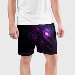 Шорты спортивные мужские Космическая объемная абстракция с фиолетовым свече, цвет: 3D-принт — фото 2