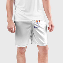 Шорты спортивные мужские Милый кот обиделся с разбитым сердечком, цвет: 3D-принт — фото 2