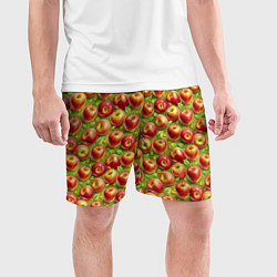 Шорты спортивные мужские Румяные яблоки паттерн, цвет: 3D-принт — фото 2