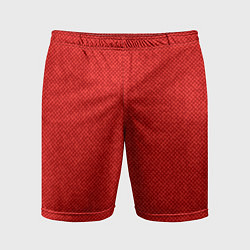 Шорты спортивные мужские Красный однотонный текстурованный, цвет: 3D-принт