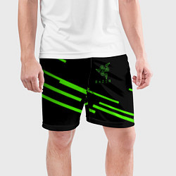 Шорты спортивные мужские Razer line green, цвет: 3D-принт — фото 2