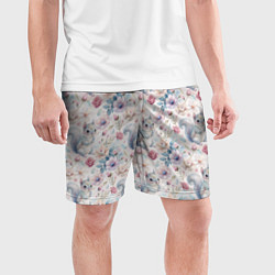 Шорты спортивные мужские Бельчонок в цветах, цвет: 3D-принт — фото 2