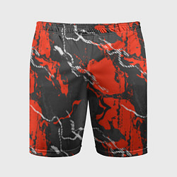 Шорты спортивные мужские Абстракция красное на черном, цвет: 3D-принт