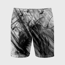 Шорты спортивные мужские Серый абстрактный серо-черный шрих, цвет: 3D-принт