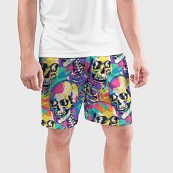 Шорты спортивные мужские Граффити череп разноцветный, цвет: 3D-принт — фото 2