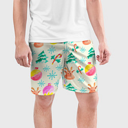 Шорты спортивные мужские Зимний новогодний узор, цвет: 3D-принт — фото 2