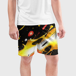 Шорты спортивные мужские Текстура краска, цвет: 3D-принт — фото 2