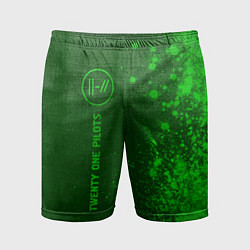 Шорты спортивные мужские Twenty One Pilots - green gradient по-вертикали, цвет: 3D-принт