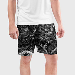 Шорты спортивные мужские Самурай и дракон в стиле татуировки ирезуми, цвет: 3D-принт — фото 2