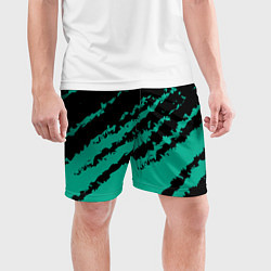 Шорты спортивные мужские The color is black and turquoise, цвет: 3D-принт — фото 2