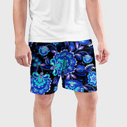 Шорты спортивные мужские Хохлома негатив, цвет: 3D-принт — фото 2