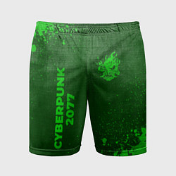 Мужские спортивные шорты Cyberpunk 2077 - green gradient вертикально