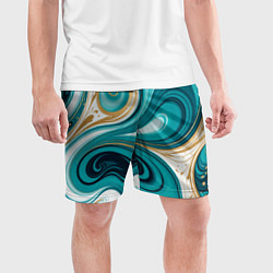 Шорты спортивные мужские Бирюза и золото, цвет: 3D-принт — фото 2