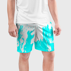 Шорты спортивные мужские Голубой огонь текстура, цвет: 3D-принт — фото 2
