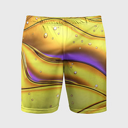 Мужские спортивные шорты Золотые волны с фиолетовым свечением
