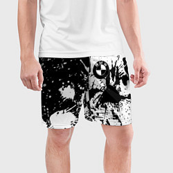 Шорты спортивные мужские BMW черно белые краски, цвет: 3D-принт — фото 2