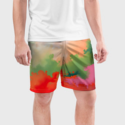 Шорты спортивные мужские Красные и зеленые облака, цвет: 3D-принт — фото 2