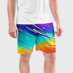 Шорты спортивные мужские Радужные брызги краски текстура, цвет: 3D-принт — фото 2