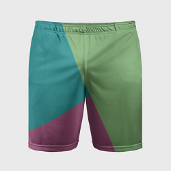 Шорты спортивные мужские Сине-зелёно-розовый тёмный трёхцветный, цвет: 3D-принт