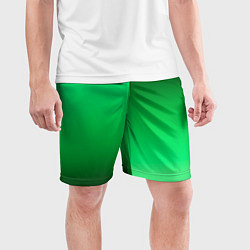 Шорты спортивные мужские Чёрно-зелёный градиент пополам, цвет: 3D-принт — фото 2
