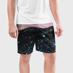 Шорты спортивные мужские Блестящая текстура на черном, цвет: 3D-принт — фото 2