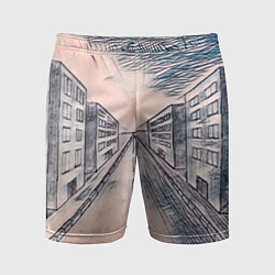 Шорты спортивные мужские Сумрачный город, цвет: 3D-принт