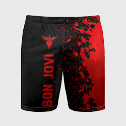 Шорты спортивные мужские Bon Jovi - red gradient по-вертикали, цвет: 3D-принт