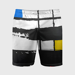 Шорты спортивные мужские В стиле пита мондриана, цвет: 3D-принт