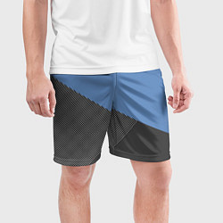 Шорты спортивные мужские Сине-серый геометричный, цвет: 3D-принт — фото 2